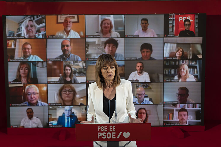 La secretaria general del PSE, Idoia Mendia, en la presentaci