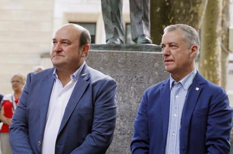 Andoni Ortuzar y el lehendakari Urkullu en un acto del PNV en recuerdo...