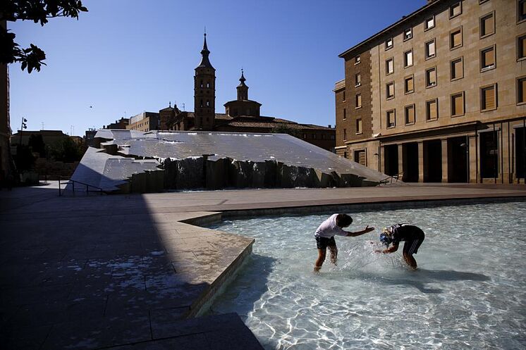 Détail de la Plaza del Pilar à Saragosse, dans une image de fichier.