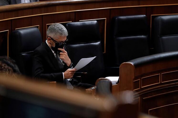 Fernando Grande-Marlaska, lors de la séance plénière au Congrès de ce ...
