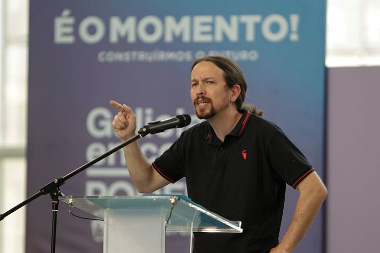 Le secrétaire général de Podemos, Pablo Iglesias, participe à un acte ...