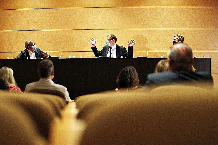 Le président valencien, Ximo Puig, ce lundi lors de sa rencontre