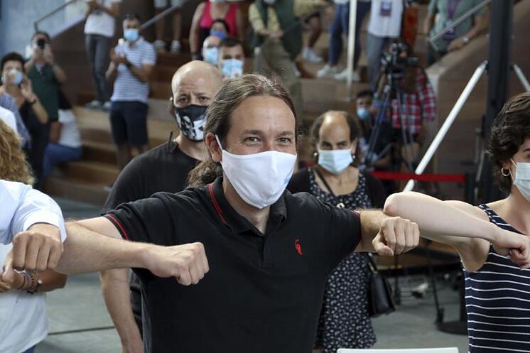 Pablo Iglesias, ce dimanche lors d'un rassemblement électoral en Galice.