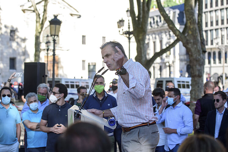 Le secrétaire général de Vox, Javier Ortega Smith, dans un acte du ...