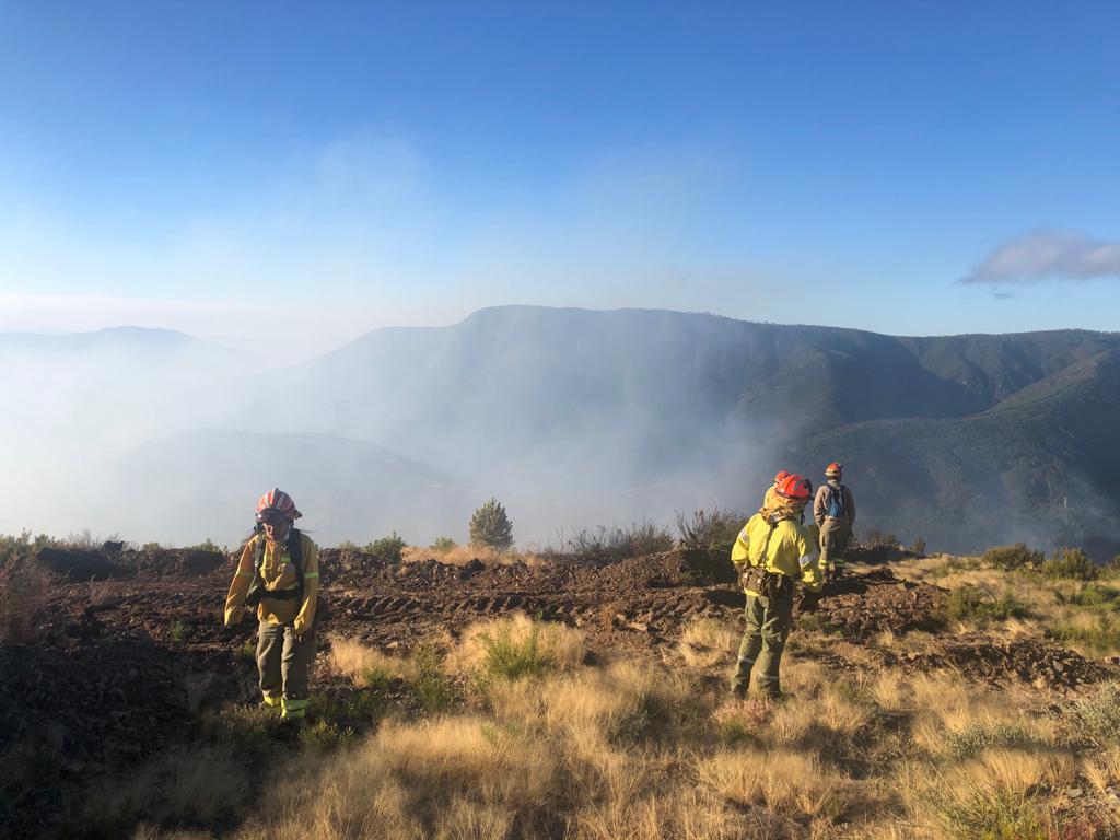 Les agents effectuent des travaux d'extinction