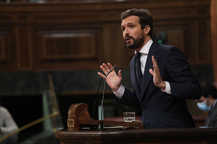 Le président du PP Pablo Casado, dans une intervention
