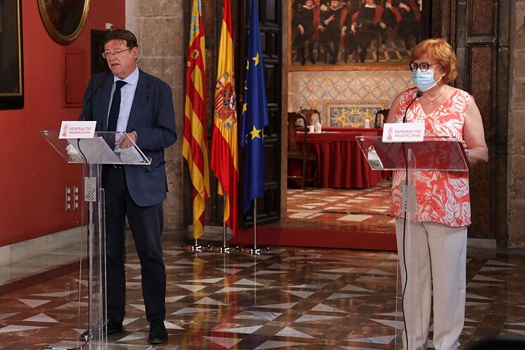 Le président Ximo Puig et la déléguée du gouvernement, Gloria Calero, à ...