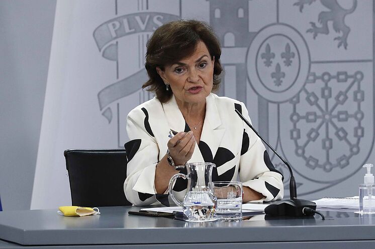 La première vice-présidente du gouvernement, Carmen Calvo, ce vendredi à ...