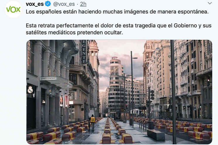 Message publié sur le compte Twitter officiel de Vox.