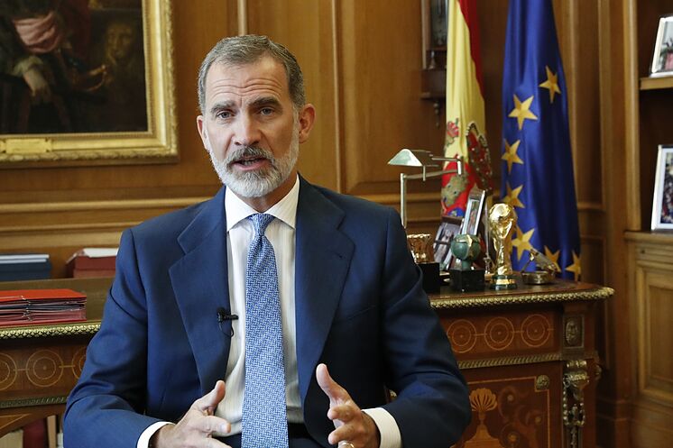 Felipe VI prononce, de son bureau, son discours à l'occasion de ...