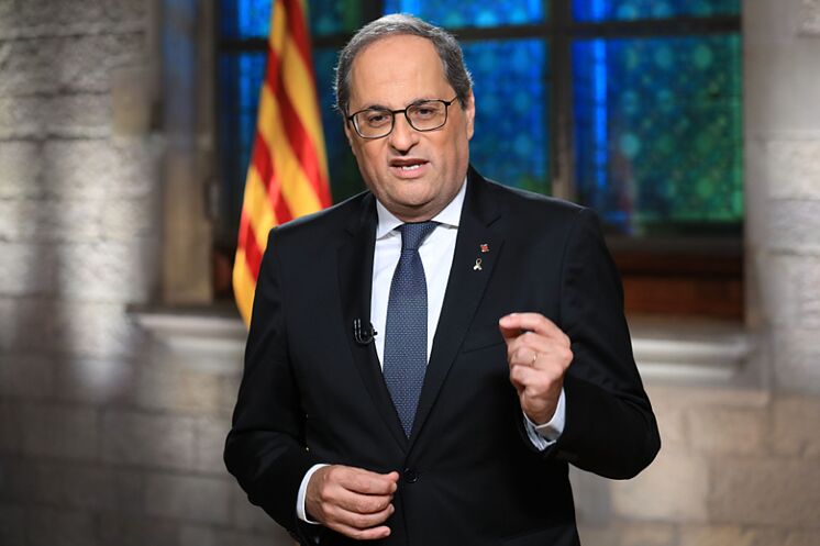 Le président de la Generalitat, Quim Torra, lors de son discours de ...