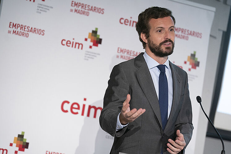 Pablo Casado, lors d'une cérémonie avec des hommes d'affaires mardi dernier.
