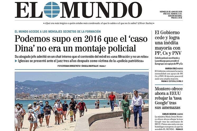 Couverture d'EL MUNDO du 26 juin 2020.