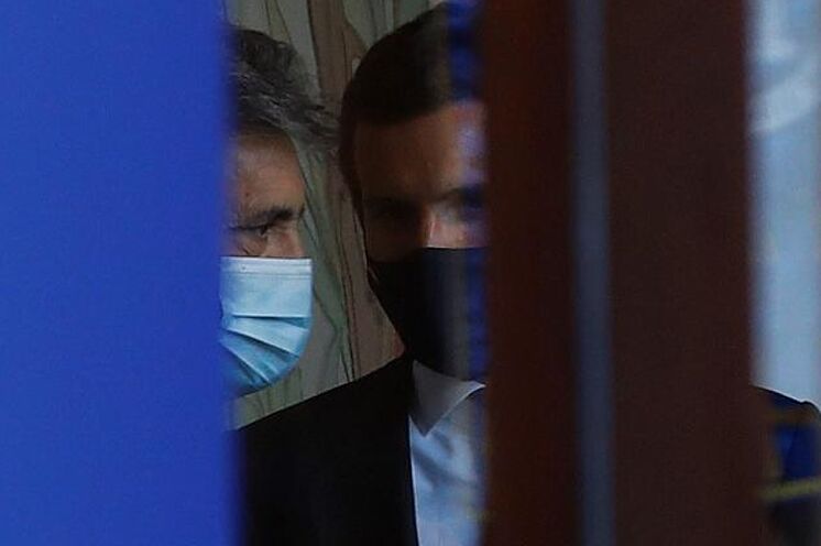 Pablo Casado, avec Carlos Lesmes, président de la CGPJ, hier à ...