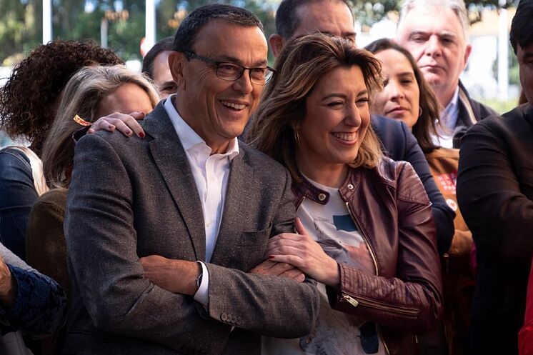 Ignacio Caraballo et Susana Díaz, lors d'un acte électoral du PSOE à ...