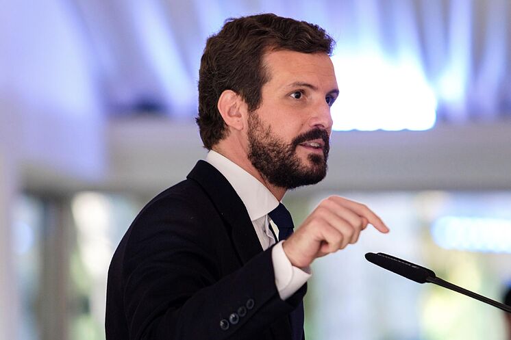 Le président du PP, Pablo Casado, en acte, ce jeudi, en ...