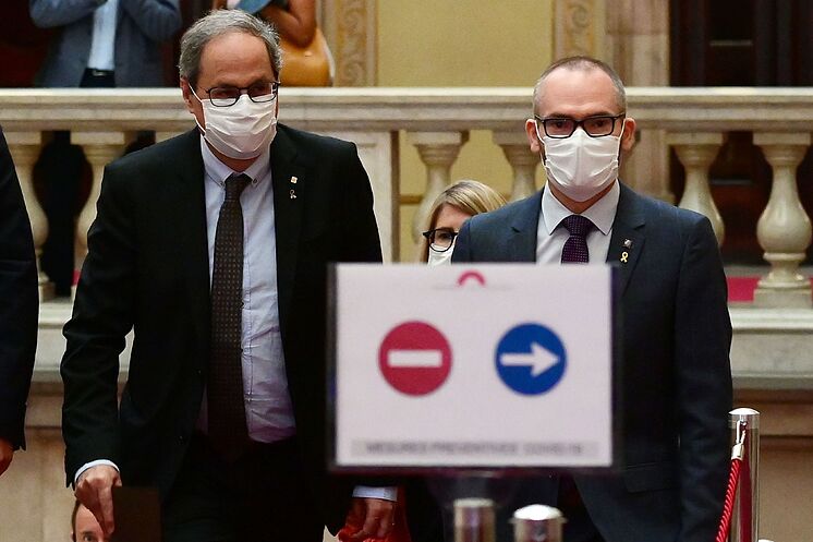 Quim Torra, à l'arrivée au Parlement.