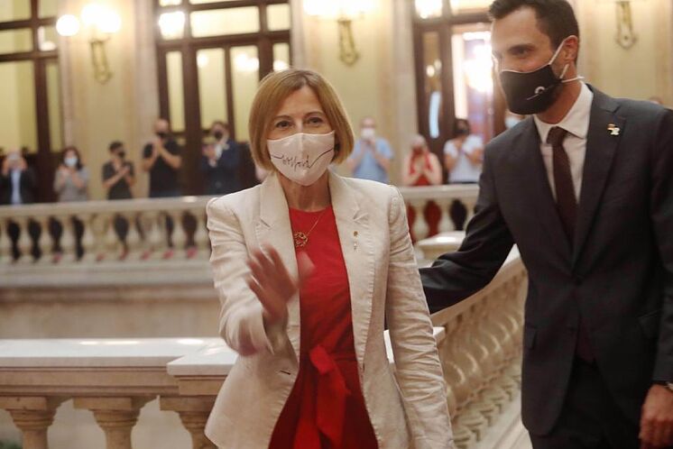 Torrent recevant Forcadell au Parlement.