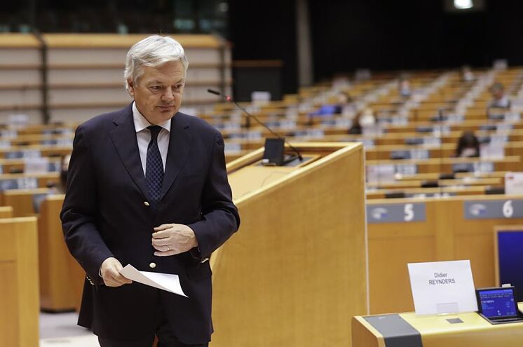 Le commissaire à la justice Didier Reynders au Parlement européen.