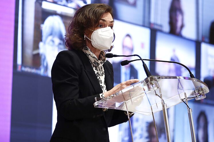 La première vice-présidente du gouvernement, Carmen Calvo, ce jeudi.