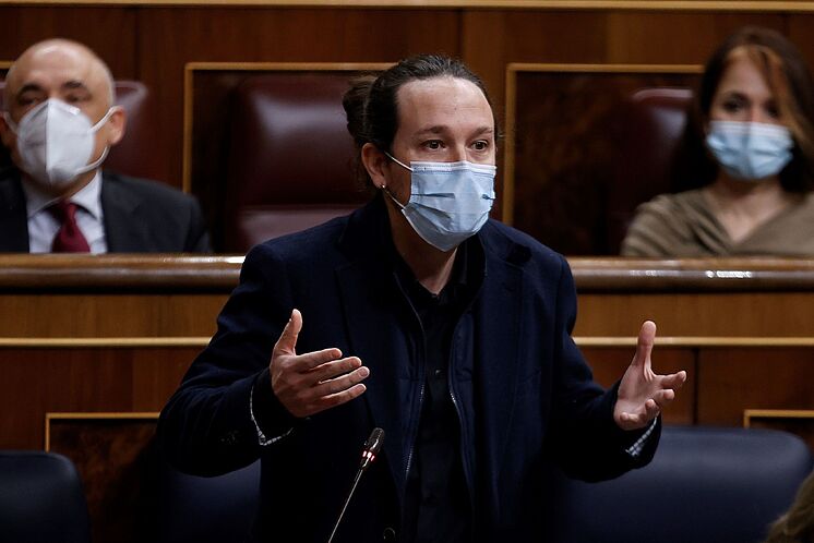 Le deuxième vice-président du gouvernement Pablo Iglesias intervient ce ...