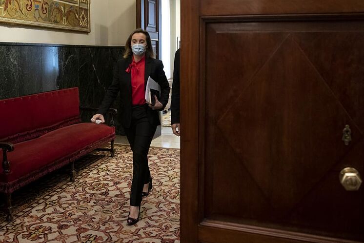 Cuca Gamarra, porte-parole du PP au Congrès, avant une réunion