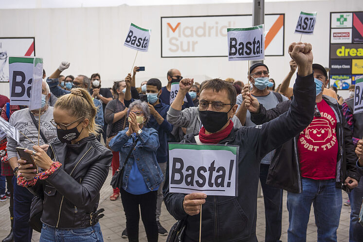 Le fondateur de Podemos, Juan Carlos Monedero, pour protester contre ...