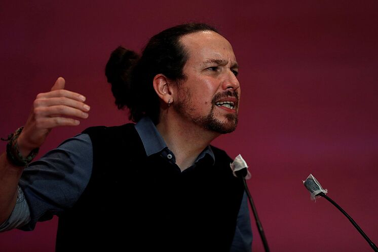 Le deuxième vice-président du gouvernement Pablo Iglesias pendant l'acte ...