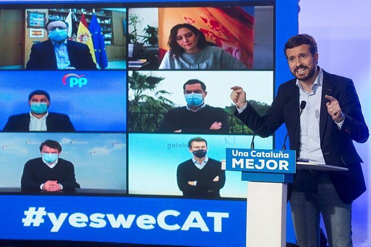 Pablo Casado, ce dimanche, dans un acte électoral du PP à Hospitalet ...