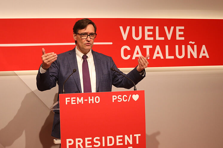 Salvador Illa, aujourd'hui, lors d'une conférence de presse.