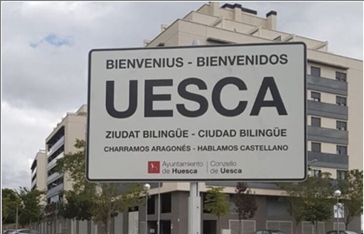 Bienvenue à Huesca signe écrit en Aragon