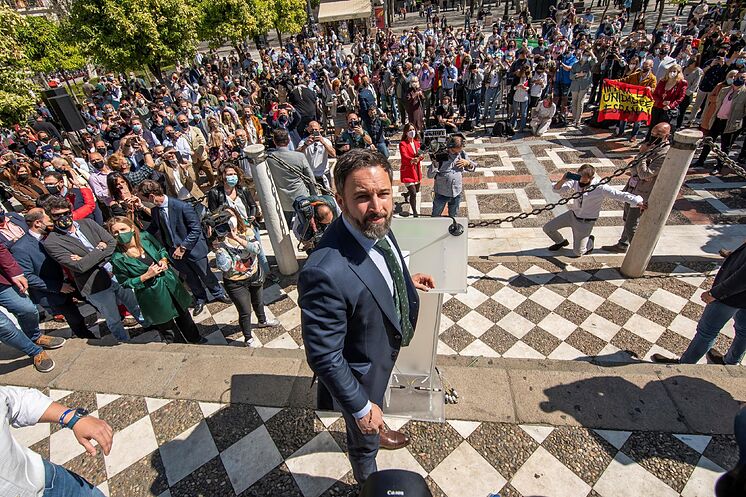 Le président de Vox, Santiago Abascal, dans un acte récent en ...