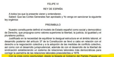 Le gouvernement profite du texte d&rsquo;une loi sanctionnée par le roi à la BOE pour accuser le PP de démanteler les libertés