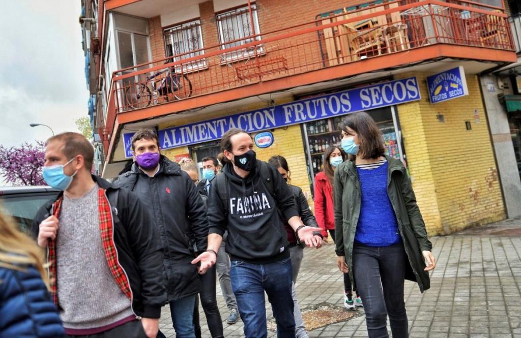 Le candidat de United We Can, Pablo Iglesias, lors d'une récente visite à Vallecas.