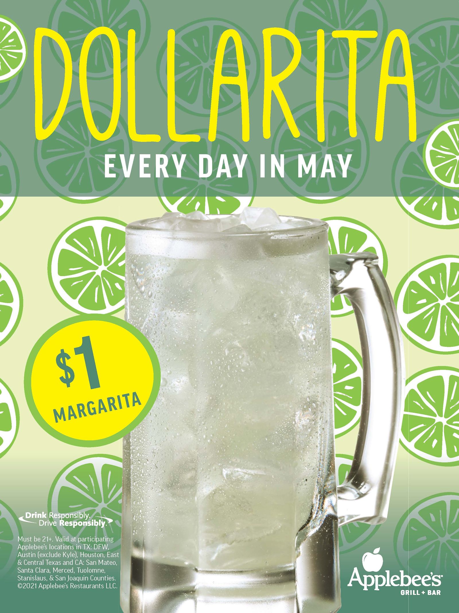 Les restaurants Applebee's de Dallas / Fort Worth Metroplex rapportent sa DOLLARITA - Margaritas for a Buck - pour tout le mois de mai 2021
