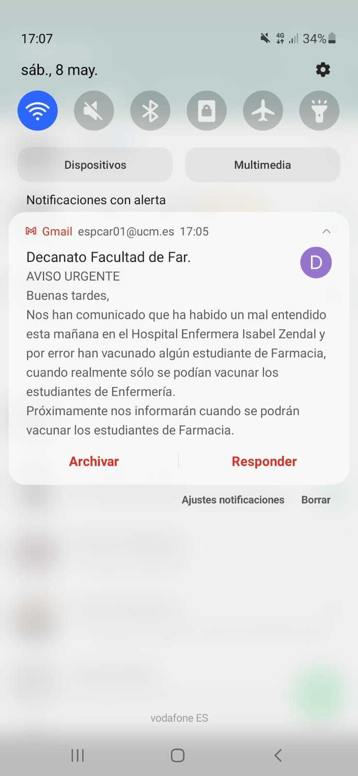 Déclaration de la faculté assurant qu'il s'agissait d'une erreur.