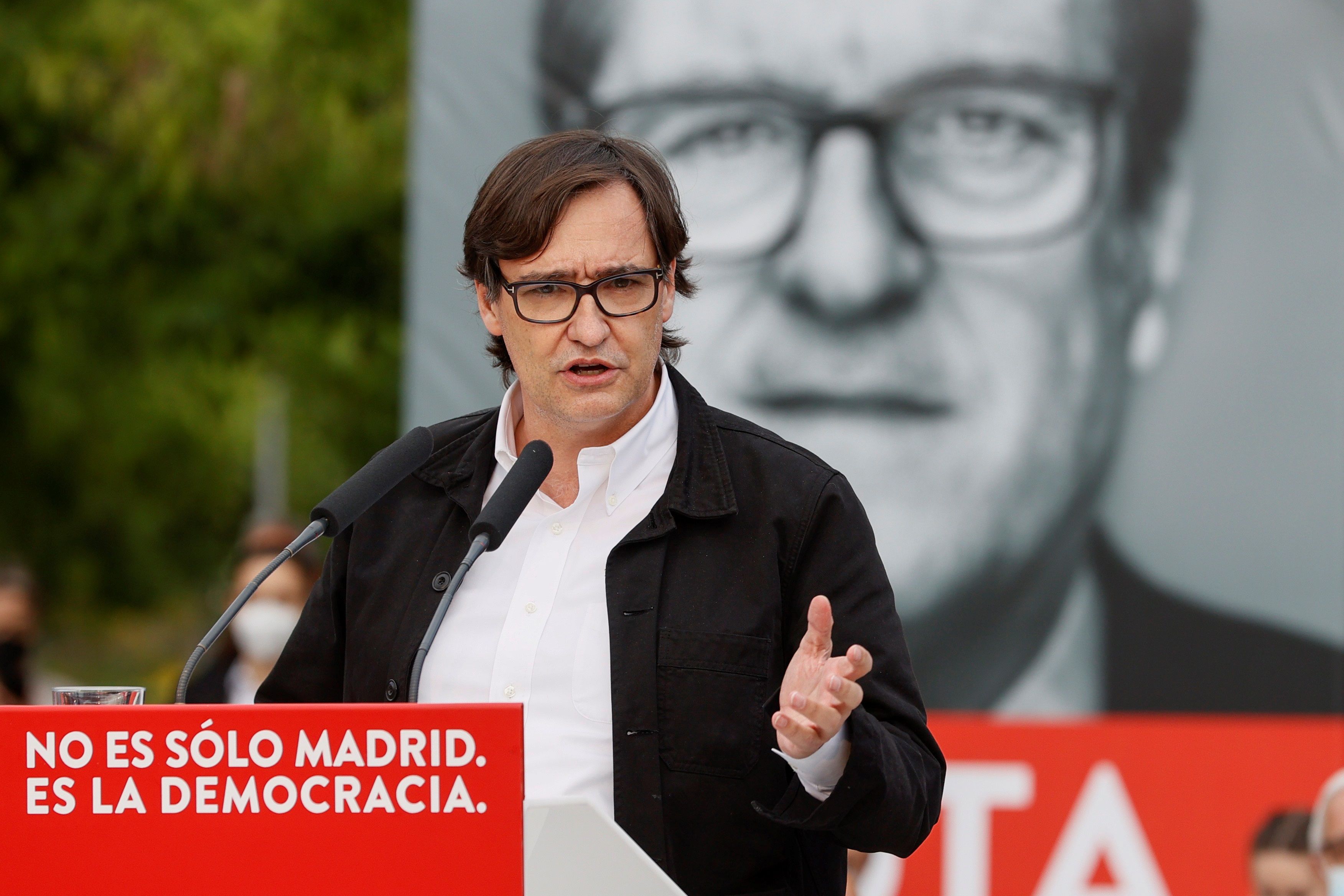 L'ancien ministre de la Santé, Salvador Illa, lors de l'acte électoral que les socialistes ont tenu à Aluche.
