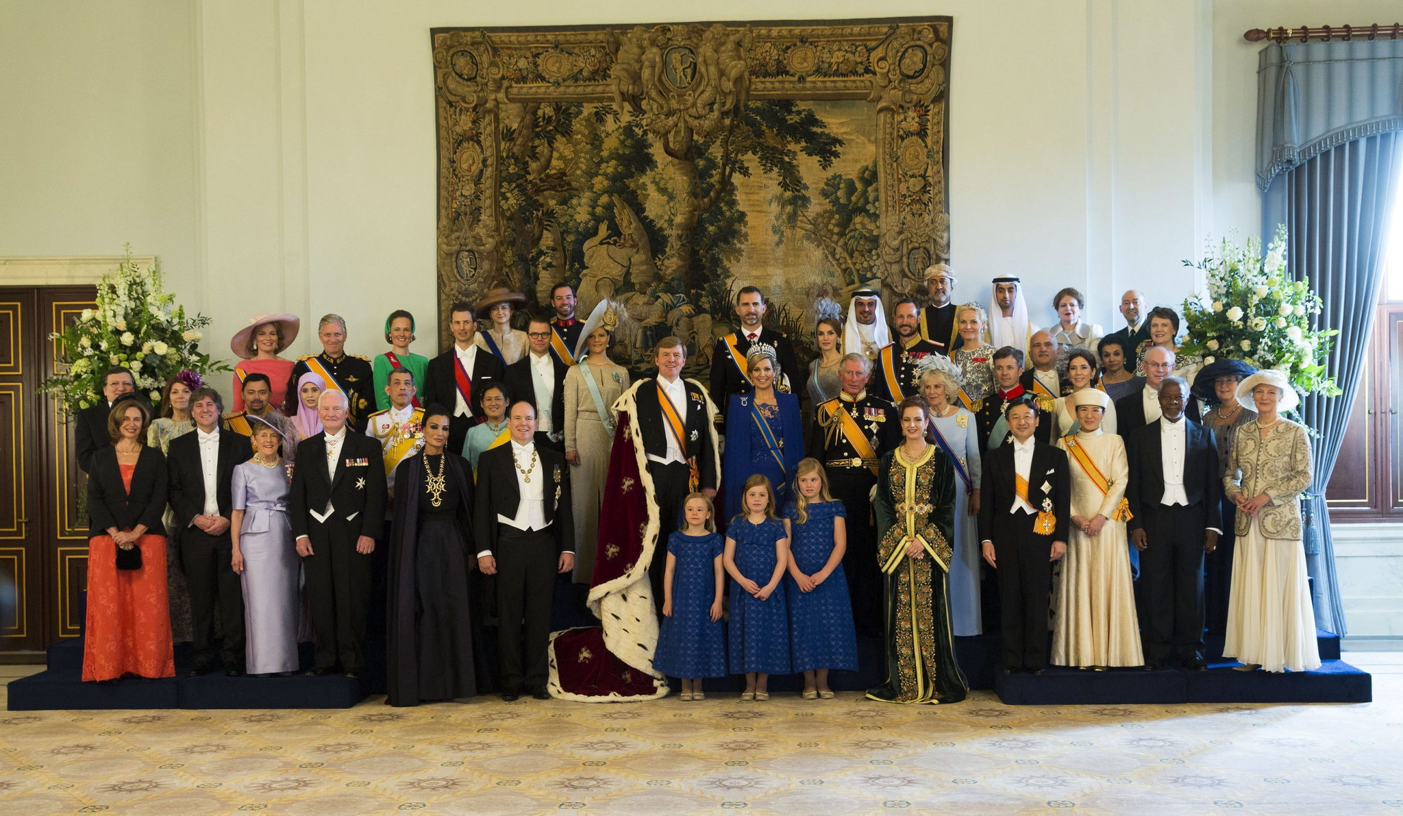 Photo de famille de la cérémonie d'investiture du roi de Hollande William-Alexander.