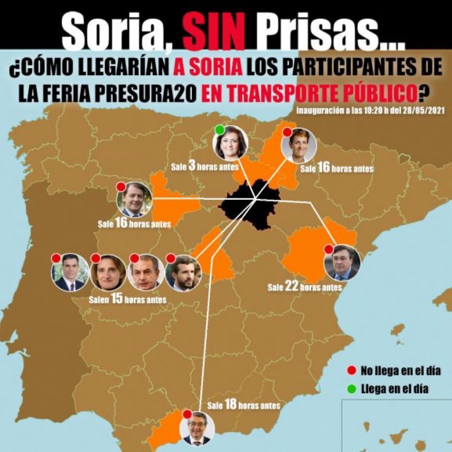 Il faudrait du temps aux politiciens espagnols pour atteindre Soria en transports en commun.