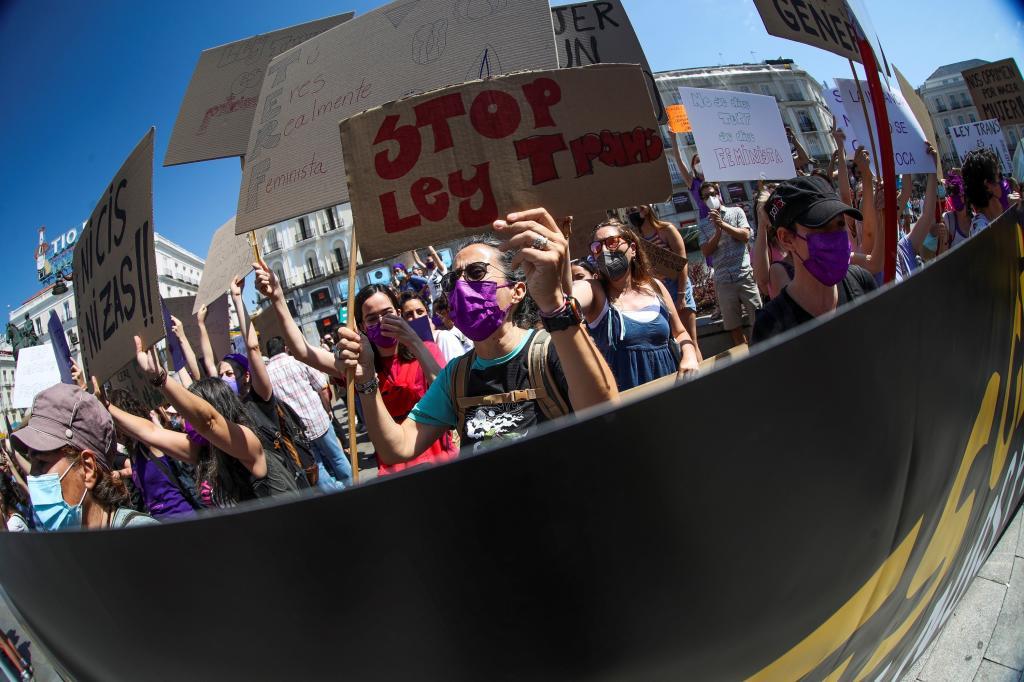 Les participants à la manifestation qui s'est terminée à la Puerta del Sol à Madrid.