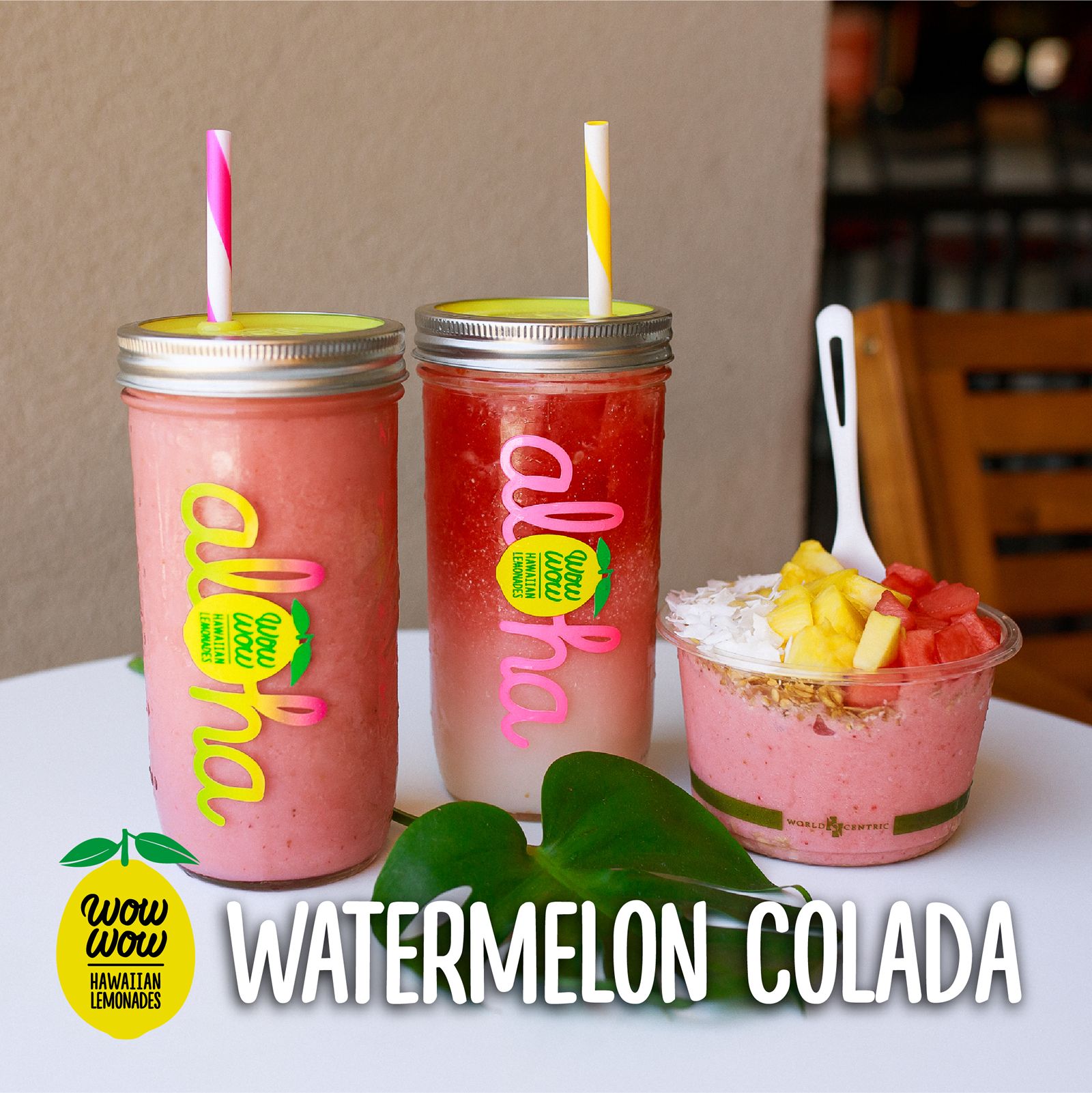 Wow Wow Hawaiian Lemonade lance un menu d'été comprenant des smoothies, des bols et des limonades à la pastèque Colada Wow Wow Hawaiian Lemonade lance un menu d'été comprenant des smoothies, des bols et des limonades à la pastèque Colada