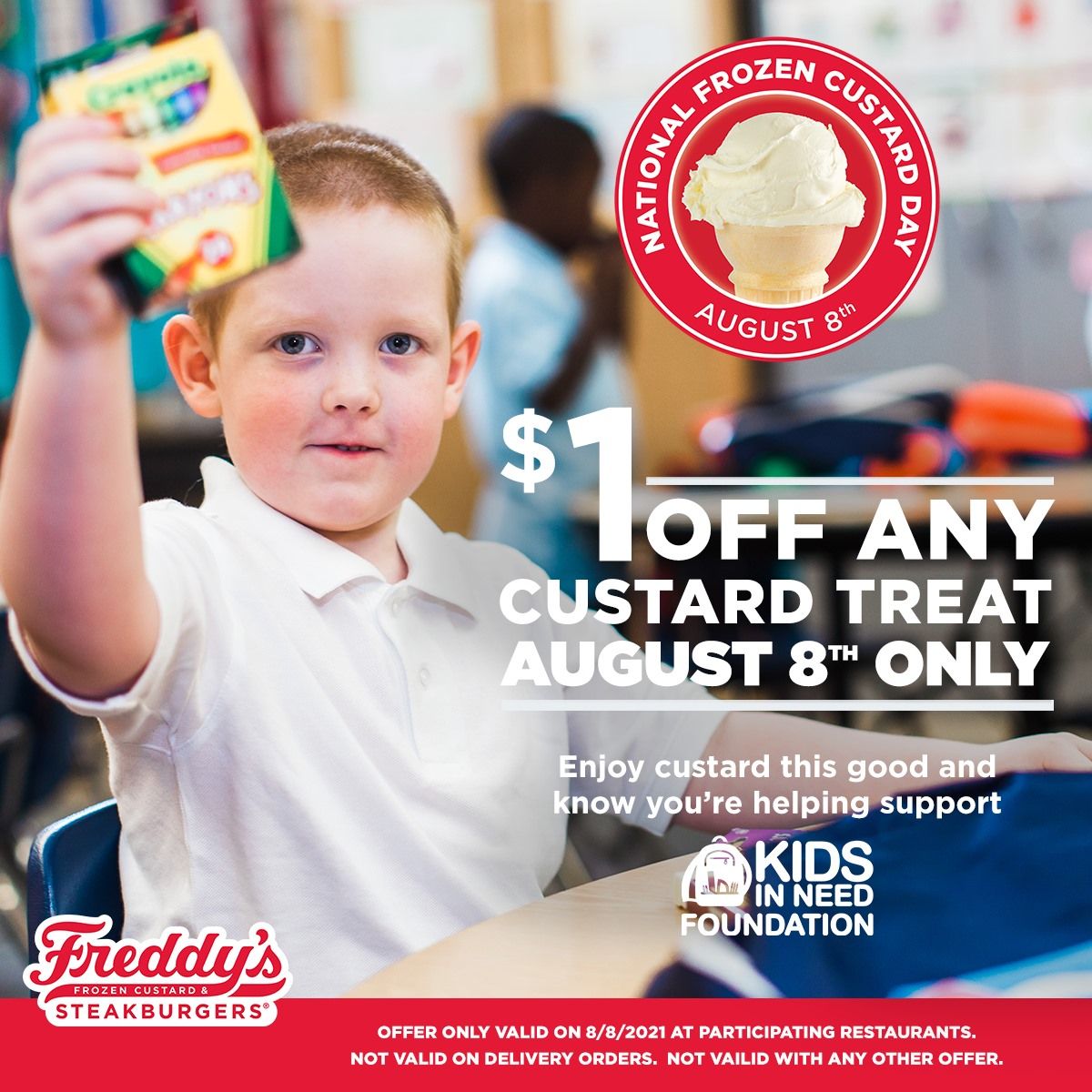 Freddy's annonce un partenariat pour la sixième année avec la Fondation Kids In Need pour la Journée nationale de la crème glacée Freddy's annonce un partenariat pour la sixième année avec la Fondation Kids In Need pour la Journée nationale de la crème glacée