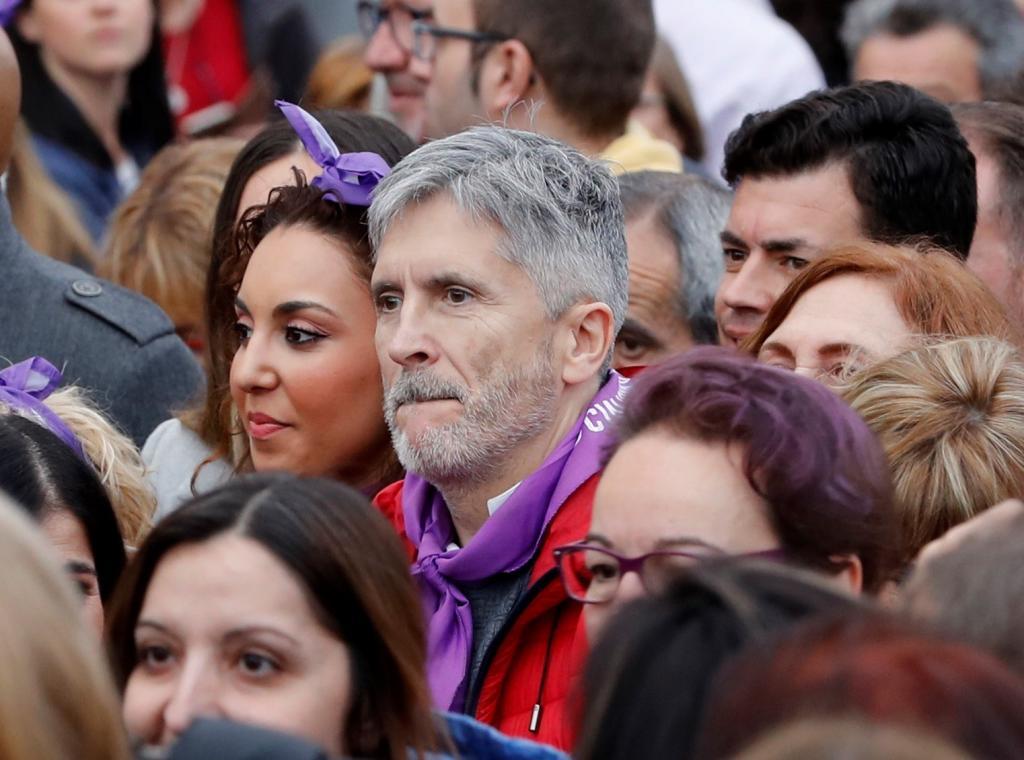 Le ministre de l'Intérieur, Fernando Grande-Marlaska, lors de la manifestation