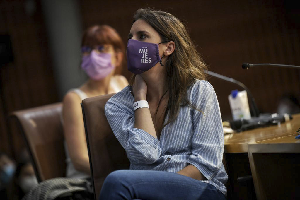 La ministre de l'Égalité, Irene Montero, dans un acte de Podemos.