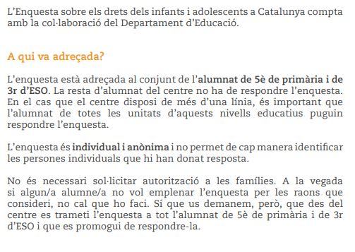 Instructions aux écoles pour répondre à l'enquête.