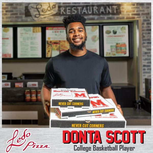 Ledo Pizza s'associe à l'attaquant puissant de l'Université du Maryland Donta Scott Ledo Pizza s'associe à l'attaquant puissant de l'Université du Maryland Donta Scott