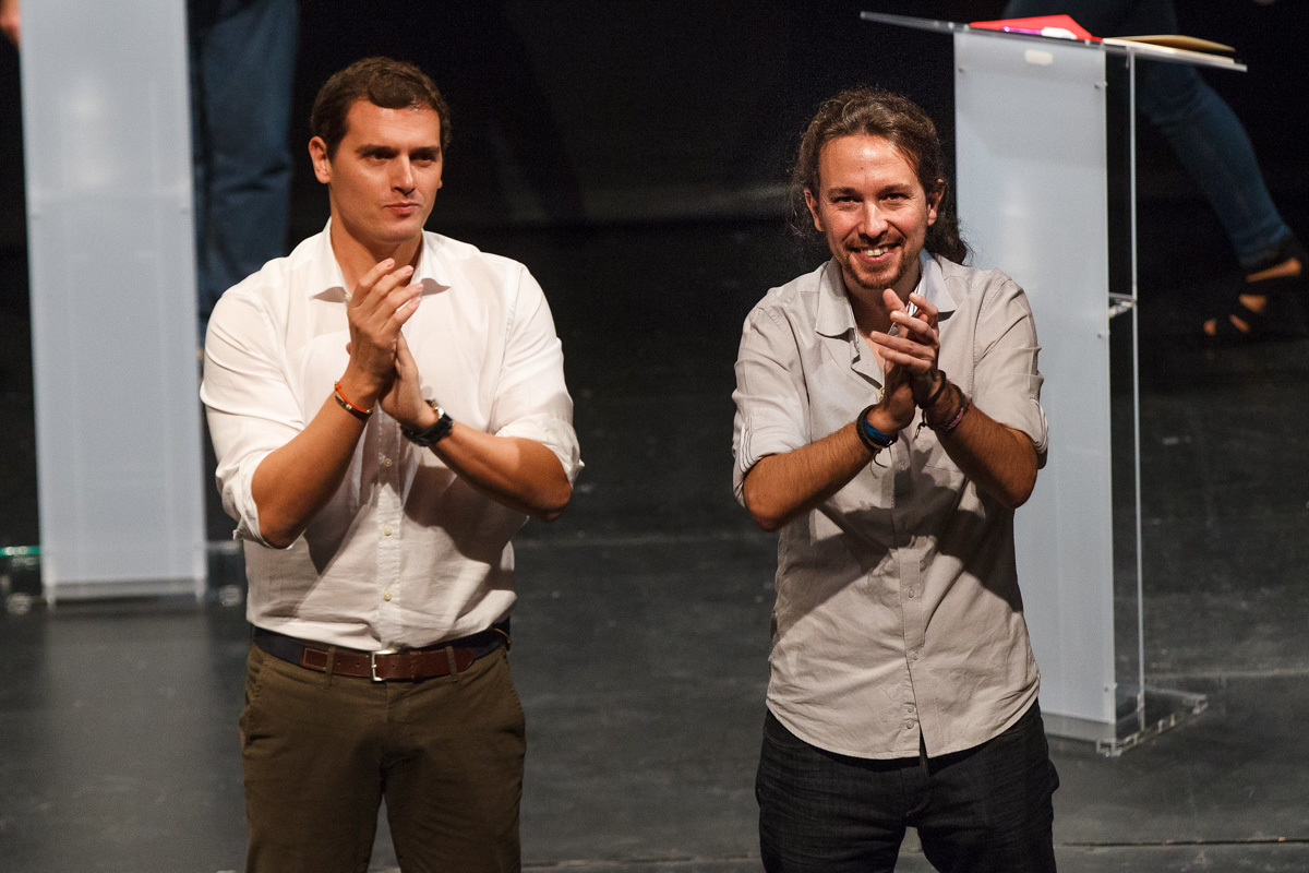 Albert Rivera et Pablo Iglesias, en 2015.