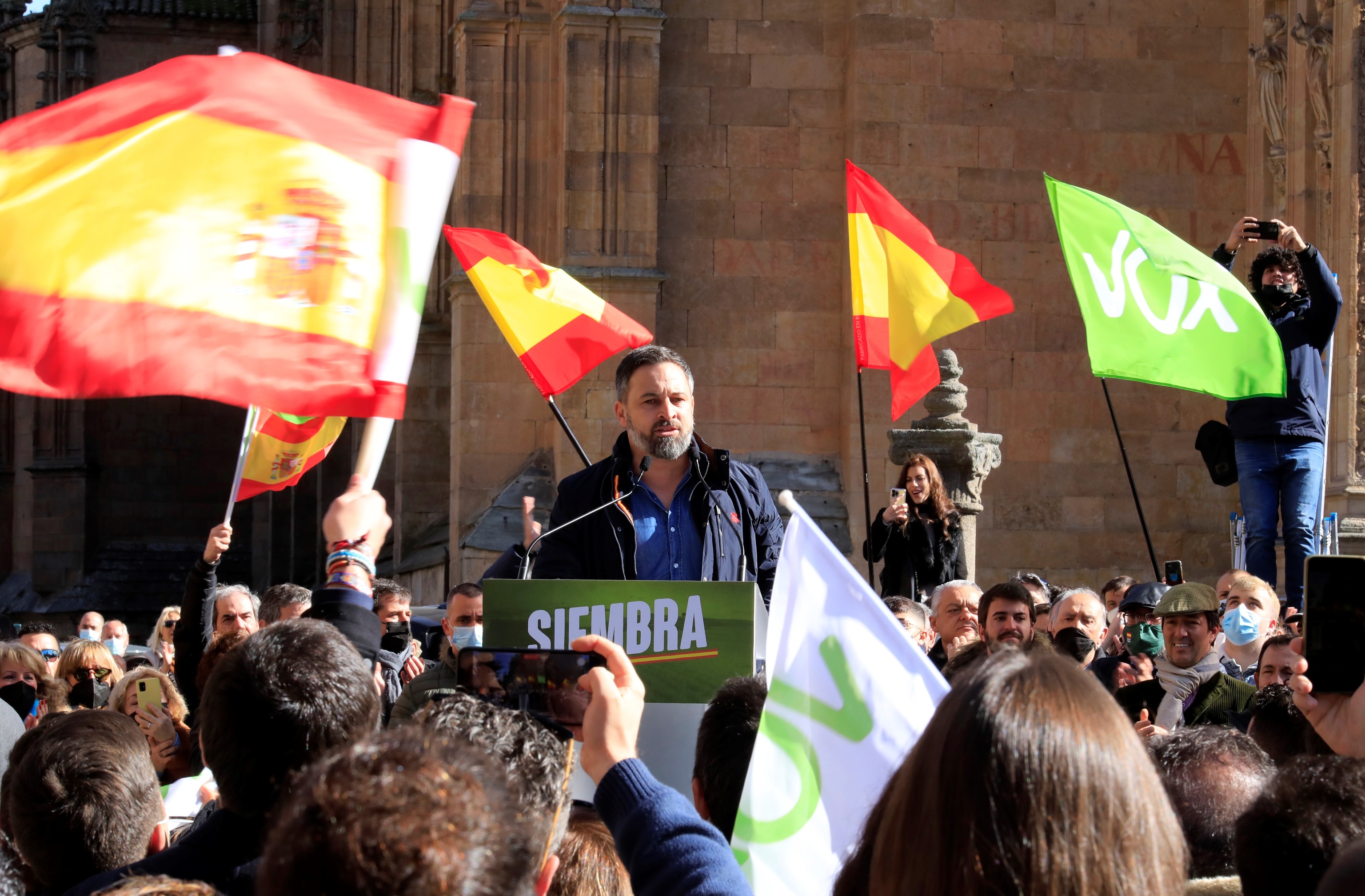 Le président de Vox, Santiago Abascal, à Salamanque.