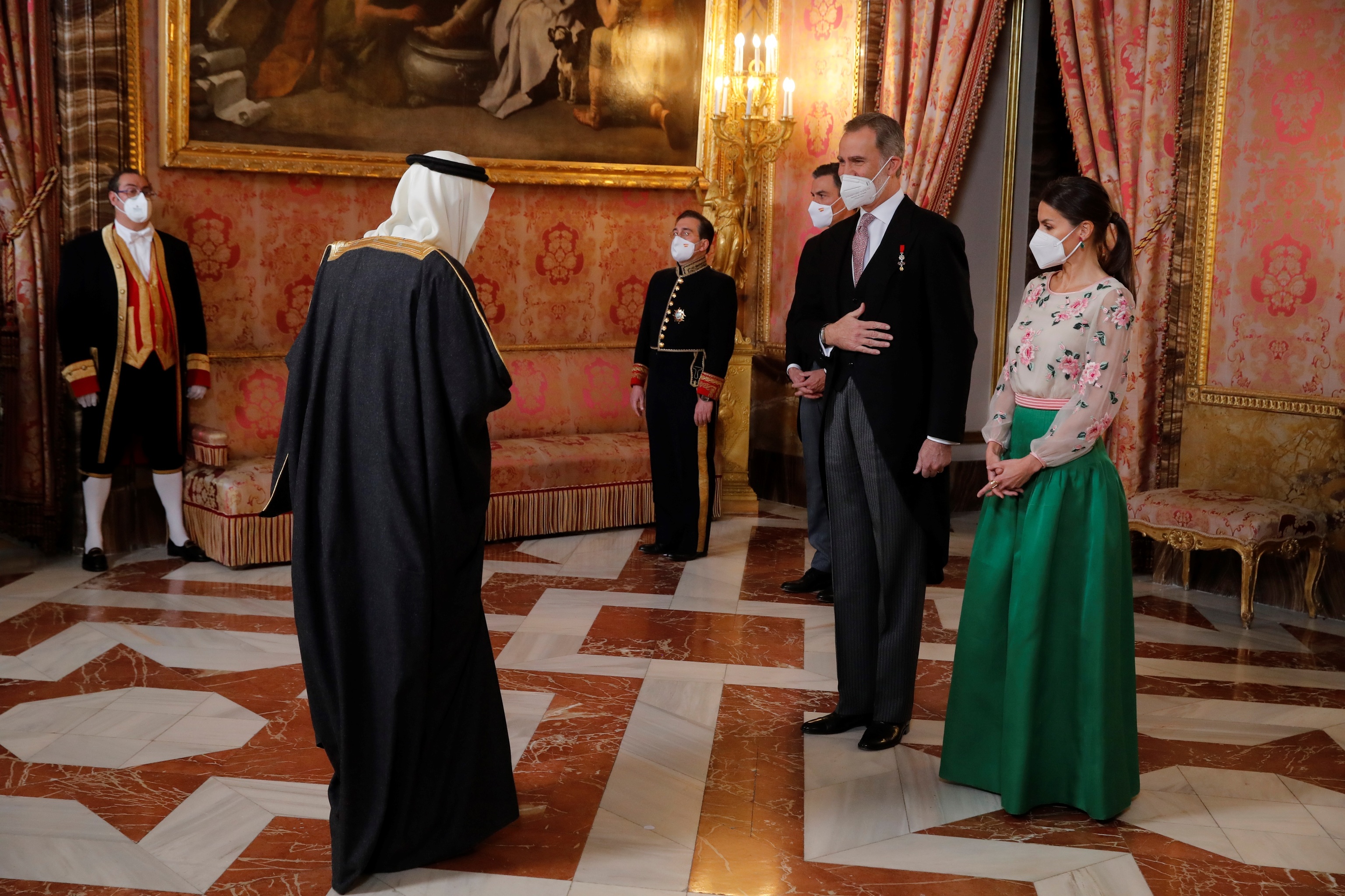 Les rois à la réception de l'ambassadeur d'Arabie saoudite