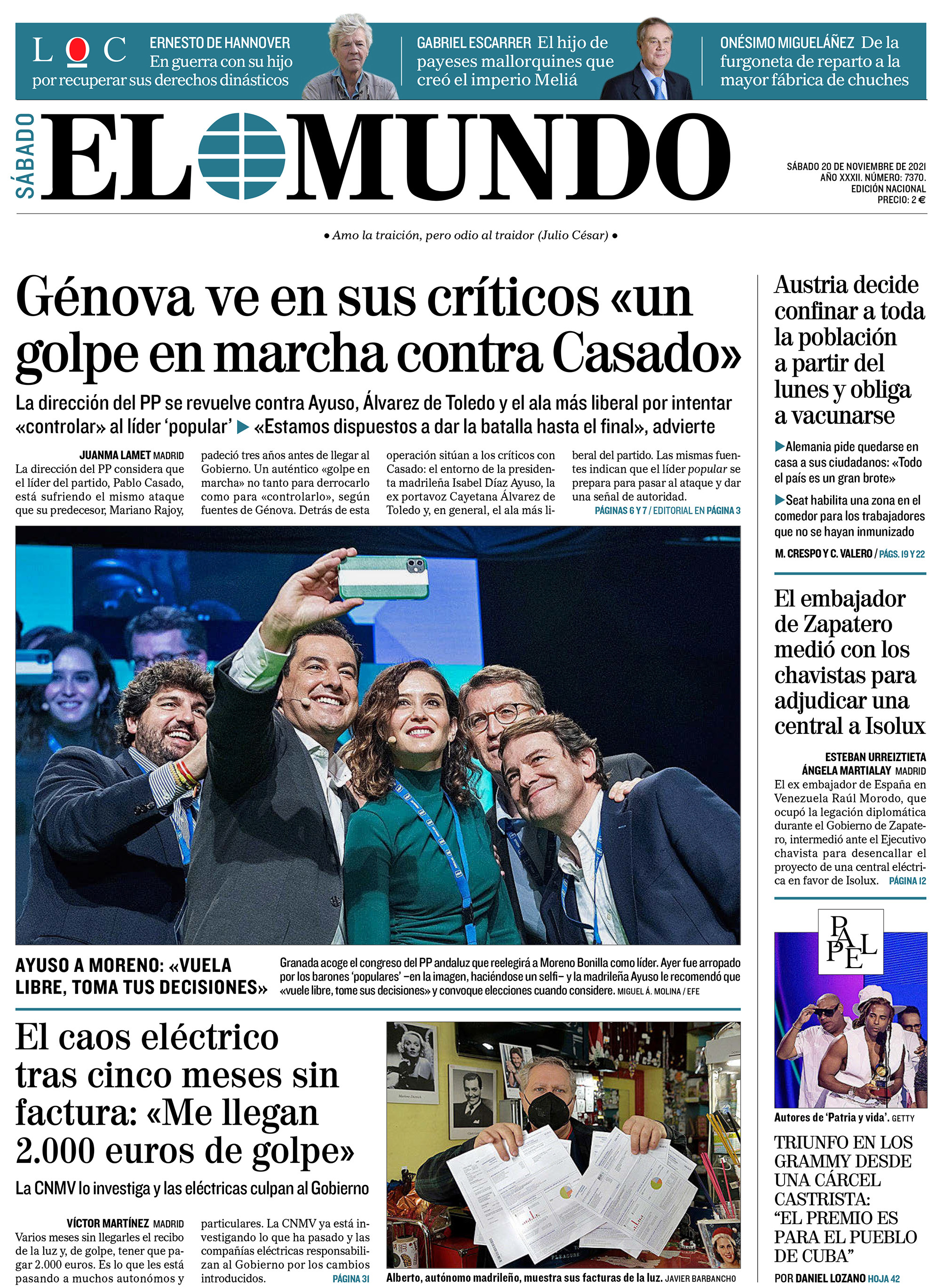 Couverture du 20 novembre 2021.